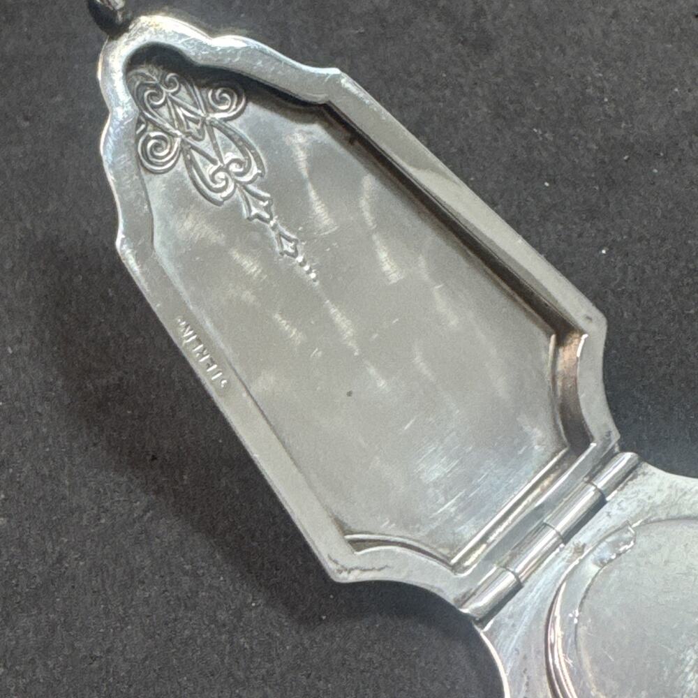 Sterling Silver Art Deco Compact with Finger Ring Chatelaine No Mono - Picture 9 of 16